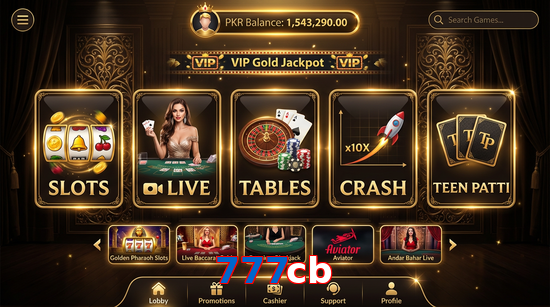 Main screen of 777Cb casino page for PK players